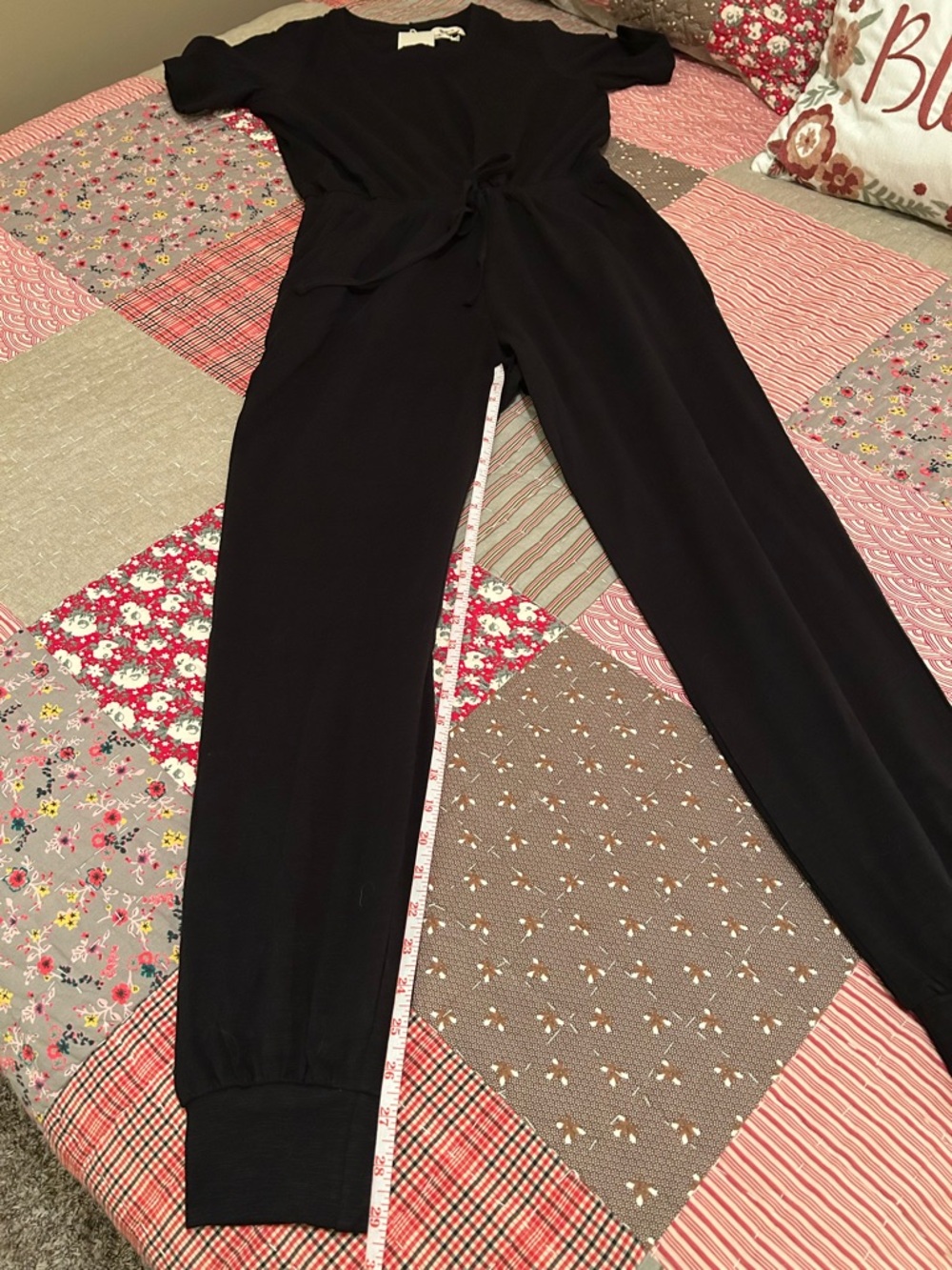Pact Organic Cotton Classic Black Short-Sleeve jogger  Jumpsuit - Picture 7 of 10